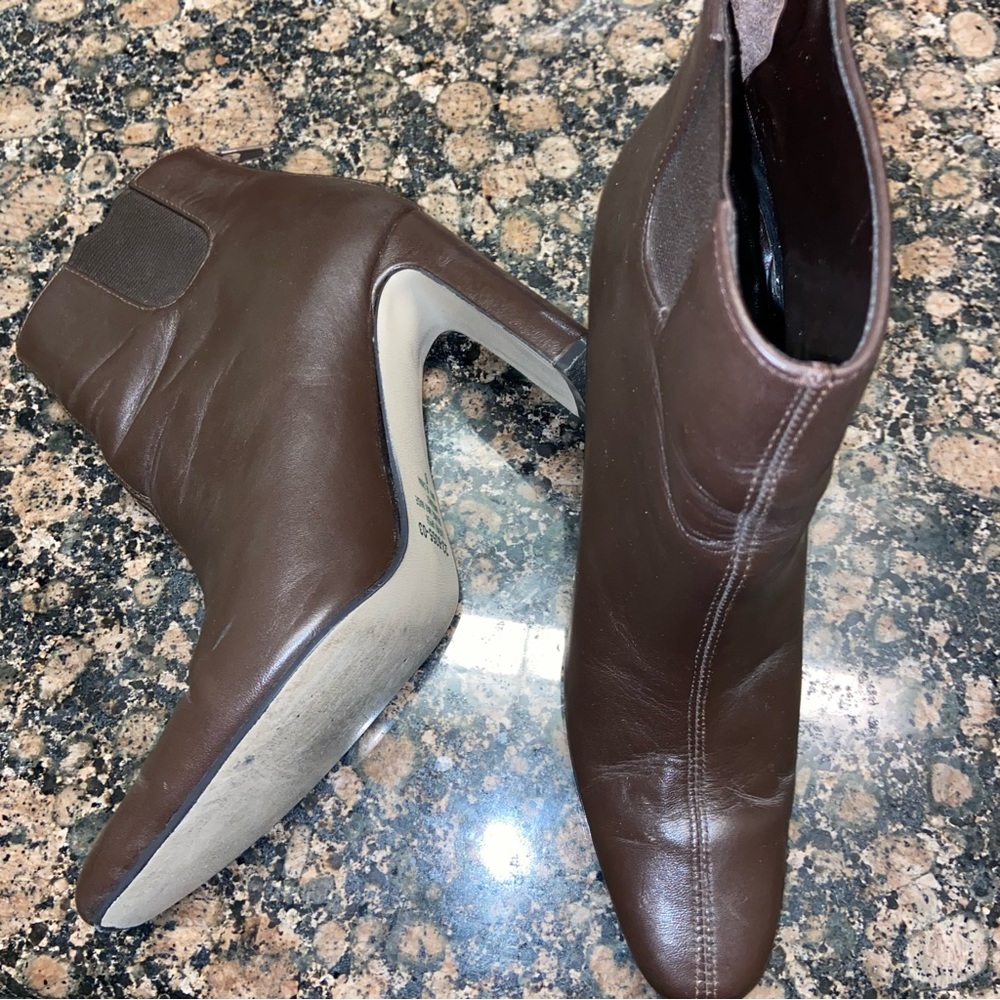 Together - Vintage Brown leather boots, women’s size 6, heel height 3.5”.